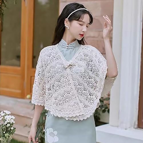 Shawl,Elegant and Trendy Shawl for Women Shawl Wrap for Qipao Blouse Dress Elegant Knitted Shawl Flower Pattern4