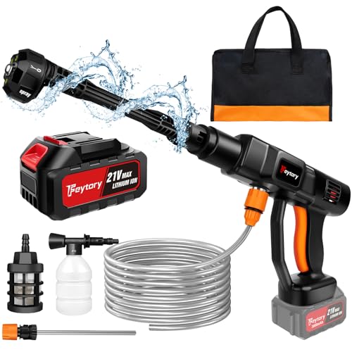 Cordless Pressure Washer,21V 45 Bar/652 PSI Portable Pressure Washer with 3.0Ah Battery,6-in-1...