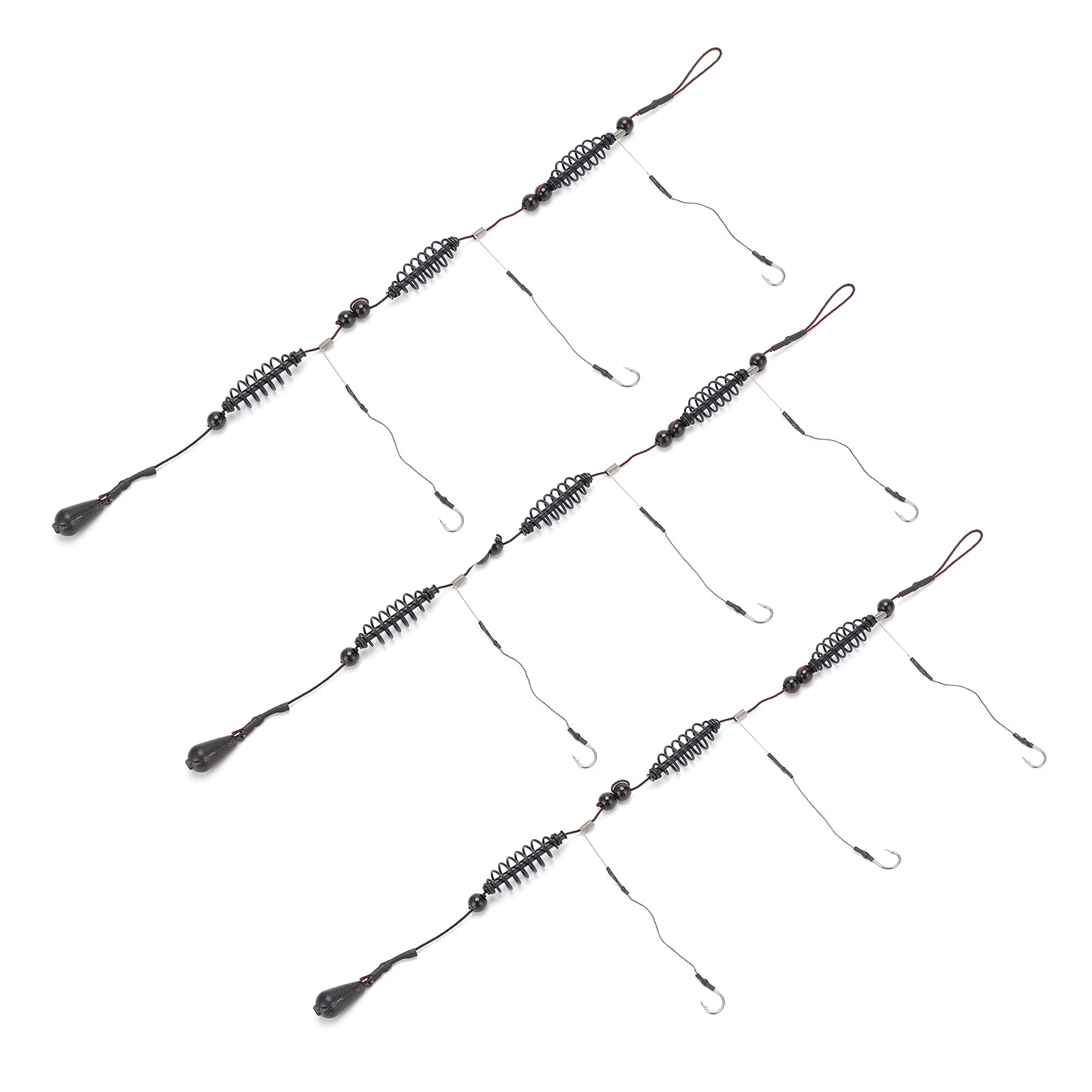 Fishing Hooks Cage Set Robust Feather Fodder for Several Hooks Washbasin Trap for Outdoor Fishing 3 X Cord Contained (20g)