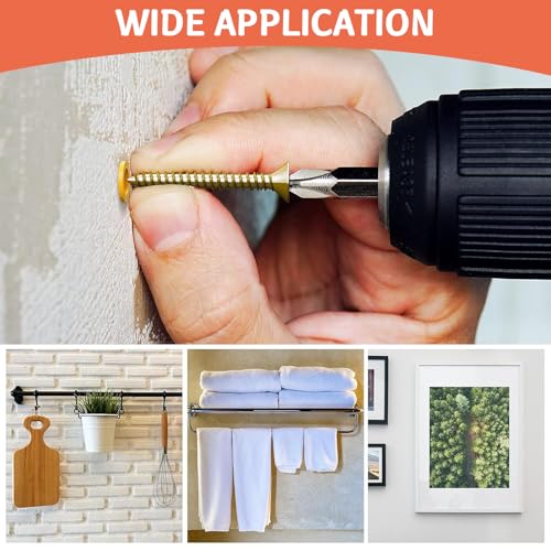 270 PCS Drywall Anchors and Screws Assortment Kit, 5 Sizes Plastic Wall Anchors with Galvanized Self Drilling Screws for Hanging Picture Frame