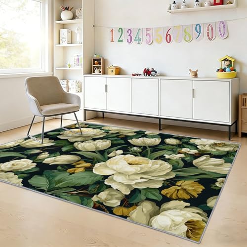 Tapis effet impression 3D moderne fleurs tapis salon chic 140x200 - 7