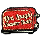 Live Laugh Toaster Bath Embroidery Patch - Funny Meme Embroidered Patches, Military Tactical Morale Patch with Hook and Loop Fastener, Cute Patches for Backpacks, Jeans, Jackets, Vests, Hats & More