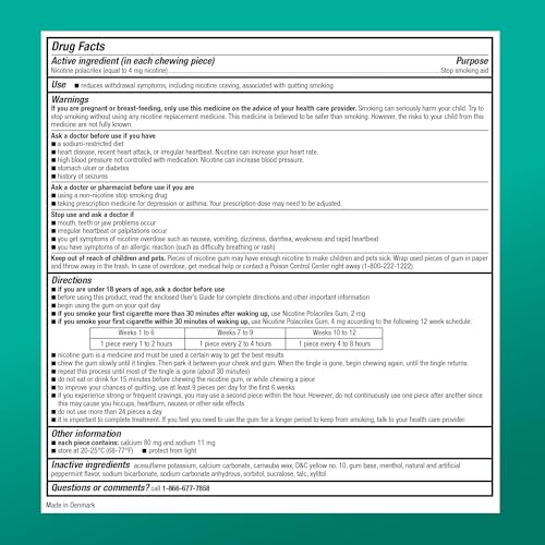 Image of Amazon Basic Care Nicotine Polacrilex Gum 4 mg, Mint Flavor, Stop Smoking Aid, Reduces Withdrawal Symptoms and Nicotine Cravings, 310 Count