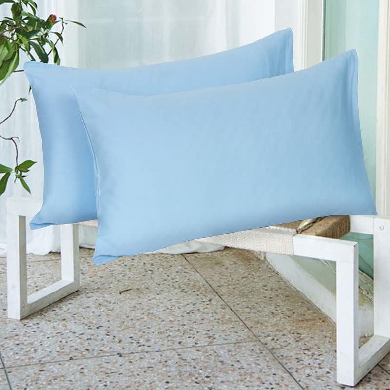 Image of Naksh Coastal Retreat Collection Cotton 210 TC Plain Pillow Covers Set of 2, Sky Blue Pillow Cover|Sleep Pillow Covers (18 in x 27 in)|Soft Pillows Covers Cotton for Big Pillows