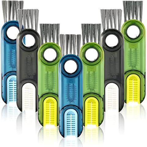 6 Pieces 3 in 1 Multifunctional Cleaning Brush Tiny Bottle Cup Lid Detail Brush Small Cup Cleaner Brush for Nursing Bottle Cups Cover, 3 Colors Cover