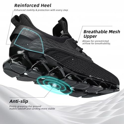 Image of Men's Fashion Sneakers Slip on Walking Running Shoes Blade Tennis Casual Comfort Non Slip Work Sport Athletic Trainer