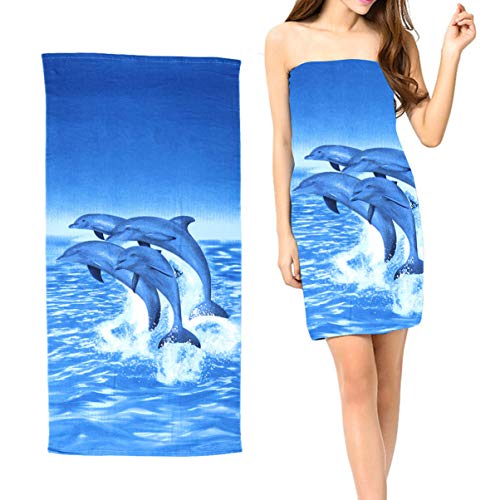 CLISPEED BESPORTBLE Casal Golfinho Dos Desenhos Animados Impresso Toalha de Secagem Rápida Absorvent