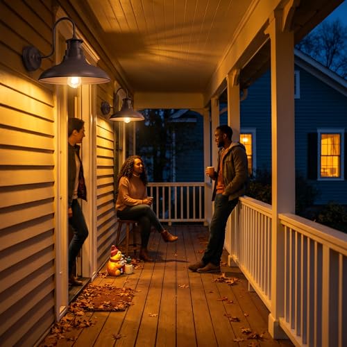 2-Pack Gooseneck Outdoor Wall Barn Lights,Dusk to Dawn Motion Sensor Sconce by YLHogar - Used condition - Image 7