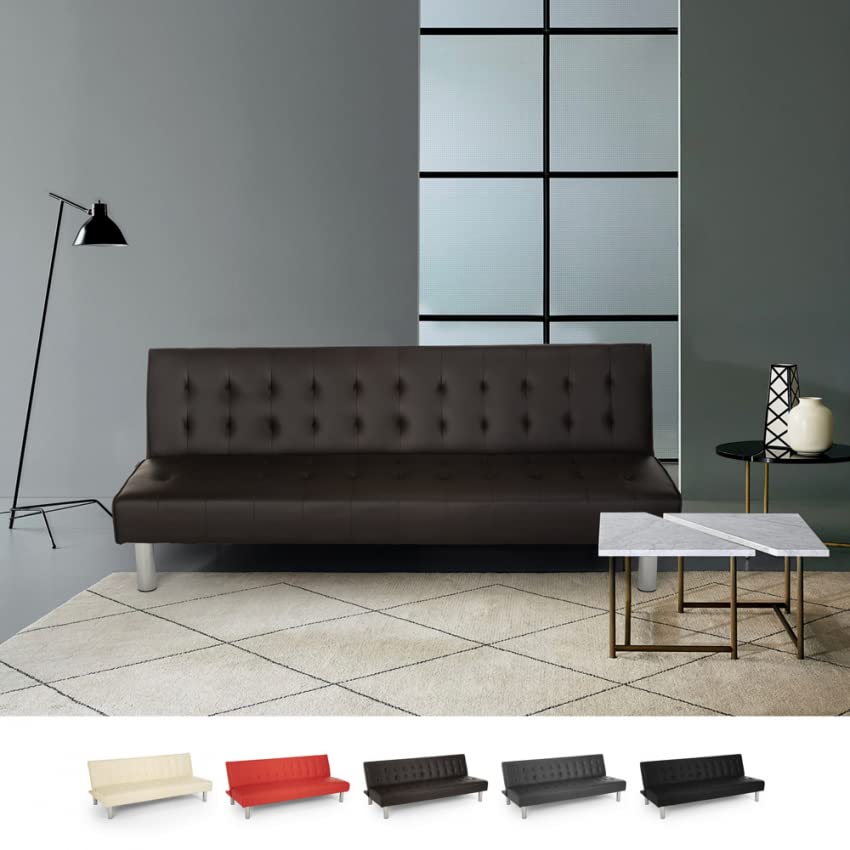 Produce Shop Canapé Convertible 2 Places clic-clac en Similicuir inclinable Design Moderne Elly - Marron