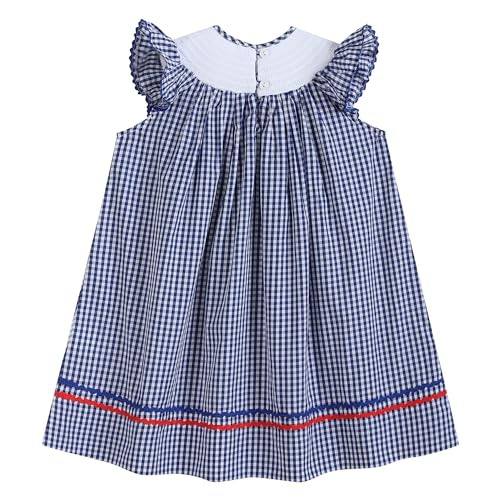 Baby and Girls USA 4th of July Smocked Bishop Dress2