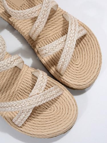 Verdusa Women's Casual Cross Woven Sandals Vacation Summer Beach Flat Sandals Shoes4