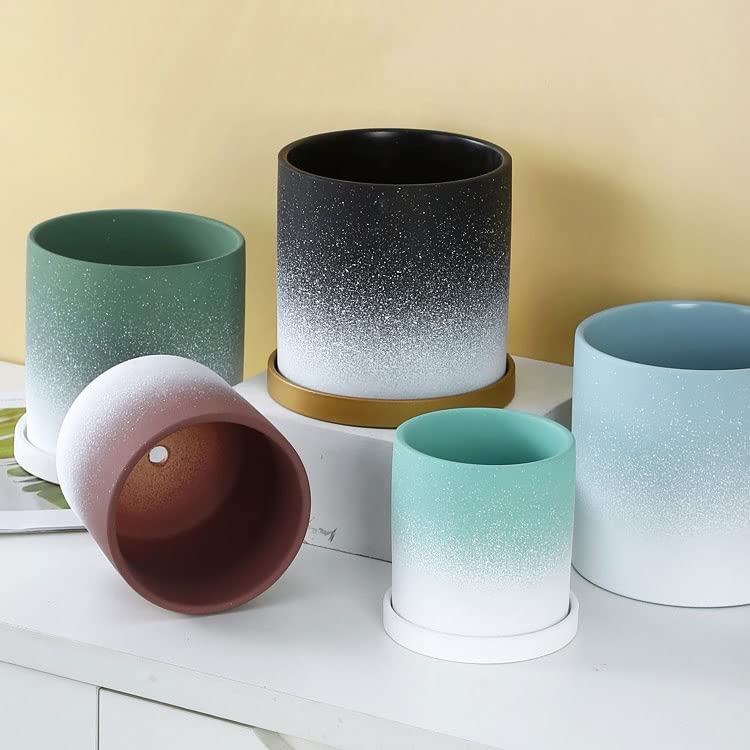 Doniczka Kreatywna Osobowość Doniczka Ceramiczna Prosta Kaktus Sukulenty Doniczka Domowa Duża Doniczka z Tacką Otwory Drenażowe Doniczka (Czerwona)