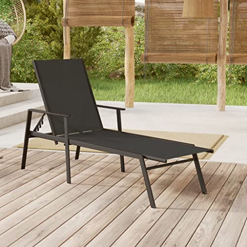 GCHDHAPB Home-Outdoor Home-Outdoor Home - Tumbonas de acero y tela de textileno, color negro