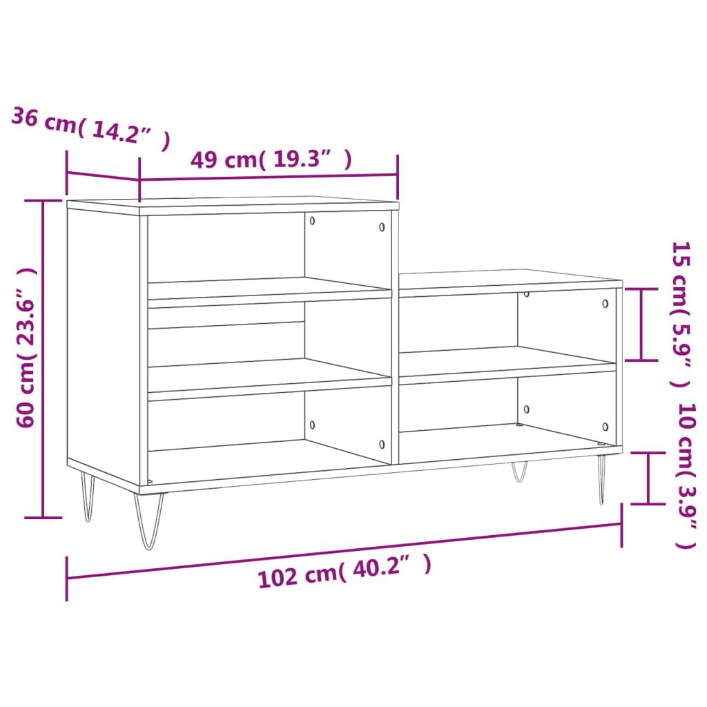 Regał na buty, czarny, 102 x 36 x 60 cm, materiał drewnopochodny z metalowymi nogami, szafka na buty z 5 półkami, organizer do korytarza, sypialni, zamknięte przechowywanie dla porządku