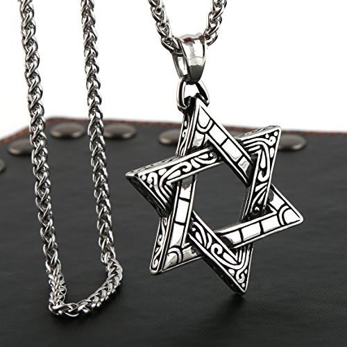 HZMAN Magen Star of David Pendant Necklace Women Men Chain Silver Stainless Steel Israel Necklace2