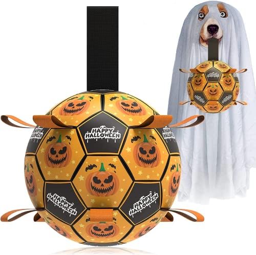 QDAN Halloween Dog Toys, Soccer Balls, Interactive Pet Toys, Puppy Dogs Birthday Gifts, Durable Dog Balls for Small Medium Dogs(6 Inch)