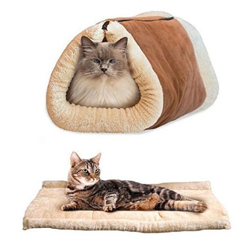 uchic 2 en 1 lit pour animal Tunnel chat Gigoteuse Animal Chaud Canapé pour petite maison de chat chien Lovely Pet Tapis Coussin chat Pet Produits Microsoft lavable en machine
