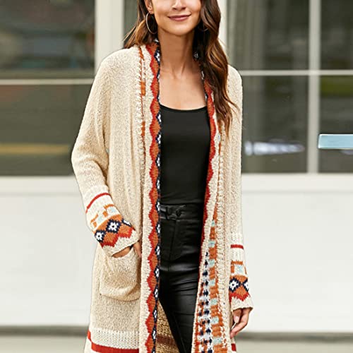 ONLYWOOD Womens Boho Sweater Tassel Long Sleeve Open Front Cardigan with Pockets2