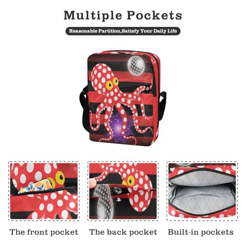 messenger bags mens crossbody bag Womens Cross Body Purse Adjustable Strap for School School- Red Dots animal sea2