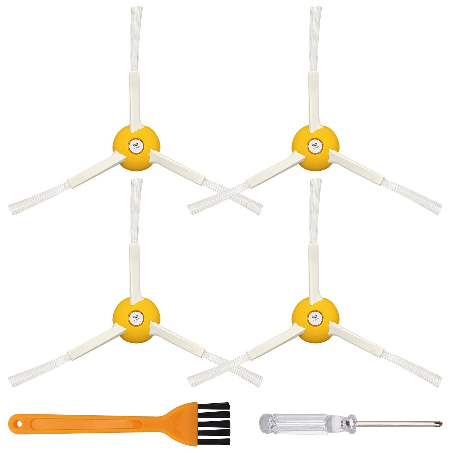 XYQMLY 4 Pack Side Brush Replacement Compatible with IRobot Roomba 500 600 700 800 900 Series Except 645, 655, 675, 670, 671, 690, with Screw Tool and Brush
