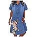 NP Viabo Tierkleider Frauen Casual Denim Vestidos Weibliche Umdrehende Kragen