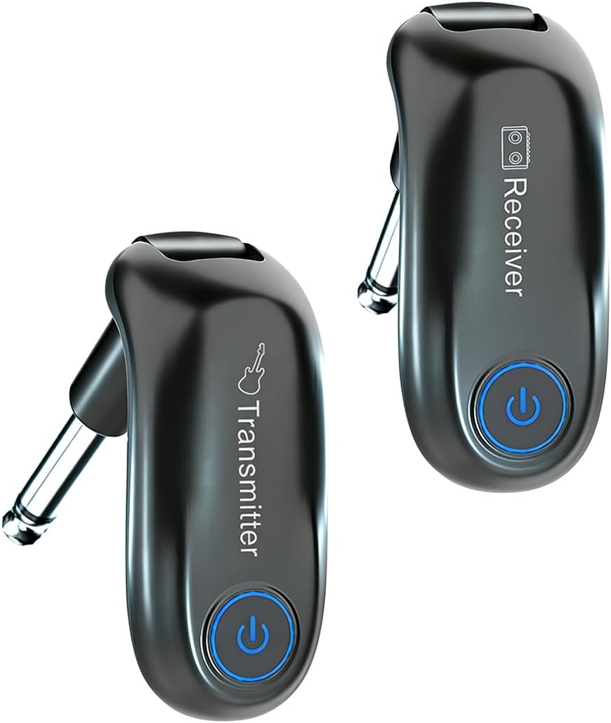 Wireless Guitar System, Charging Audio Transmitter and Receiver, 100ft Range, for Instrument Teaching Practice, Stage Concerts, Street Bar Performances, Electric Bass Blowpipe Musical Instruments