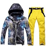 Aoleaky Traje de esquí para hombre de invierno para exteriores, resistente al viento, impermeable, térmico, chaqueta de nieve, pantalones, esquí, snowboard, ropa, traje de esquí 04, S