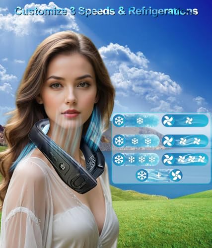Portable Neck Fan with Large Cooling Plate, Wearable Neck Air Conditioner Personal AC Fan Quiet 6000mAh Rechargeable, 360° Cooling Blow Cold Air to Back, 3 Speeds/Refrigerations fo image 8