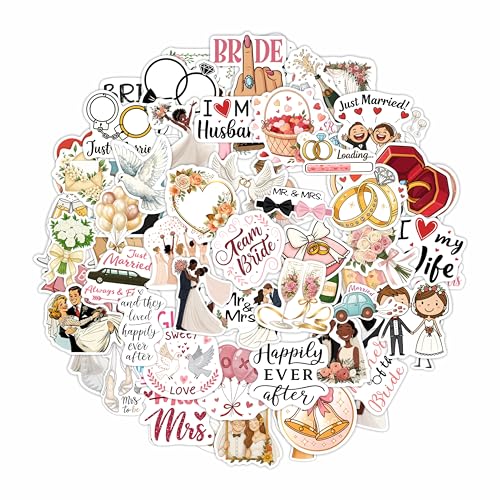 100Pcs Wedding Stickers for Scrapbooking for Planner - Anniversary Stickers for Couples - Bridal Shower Decals Vinyl Wedding Invitation Decals - Gift for Women & Men