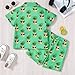 YUEMION Boys Hawaiian Outfit 2Pcs Set Summer Beach Button-Down Shirt Top + Shorts for Kids(Green - pineapple, 8-9 Years)