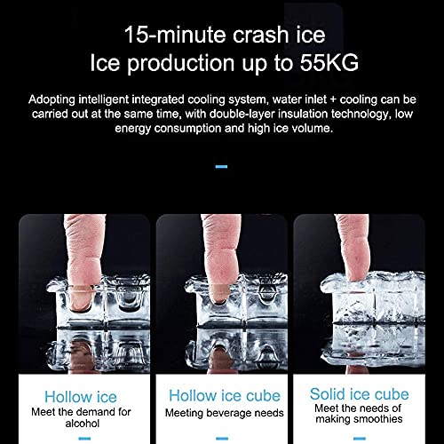 SHKUU Ice Cube Maker Edelstahl Commercial Ice Maker, 55 kg EIS pro 24 Stunden, LED-Anzeige, Blu-Ray-Sterilisation, 32… – Bild 5