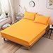 GaoTianyou Lit ajusté Housse de Protection pour Matelas de Couleur Simple Drap Anti-poussière King Queen Housse de lit antidérapante-Orange_150x200cm + 25cm (3pcs)