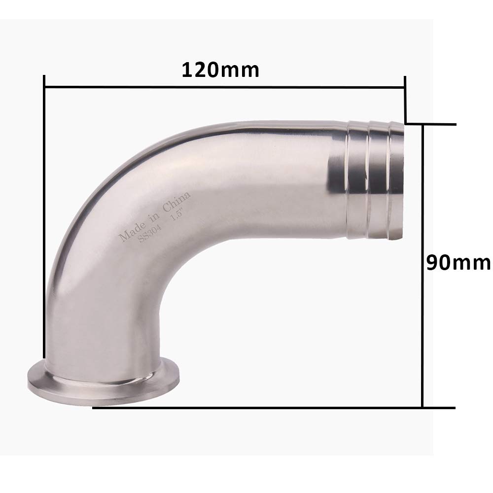 DERNORD Sanitary 45° Elbow Hose Fitting – 4" Tri Clamp Barb Adapter