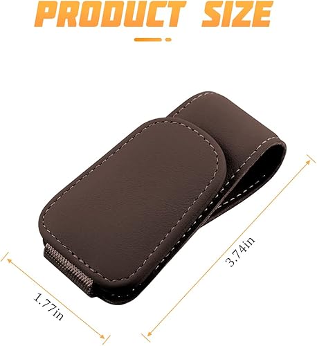Miniatura 2 de AICEL Soportes para lentes de sol para visera solar de automóvil, soporte de cuero para gafas, soporte magnético para gafas y clip para tarjeta de