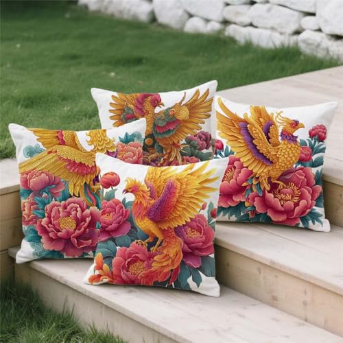 Taie oreiller de jardin fleurs impression double face en lin imperméable - 4