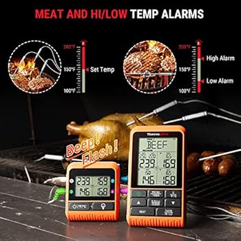 ThermoPro TP829 Wireless Meat Thermometer for Grilling and Smoking, 1000FT  Grill Thermometer for Outside Grill with 4 Meat Probes, BBQ Thermometer for  ...