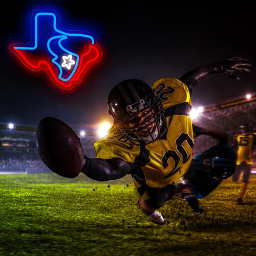 Image of Football Neon Sign for Wall Decor Rugby LED Light for Man Cave | Dimmable football neon light, bedroom, rugby fans club, garage, gamer room, bar decor, birthday gifts, size 13.7*12 in