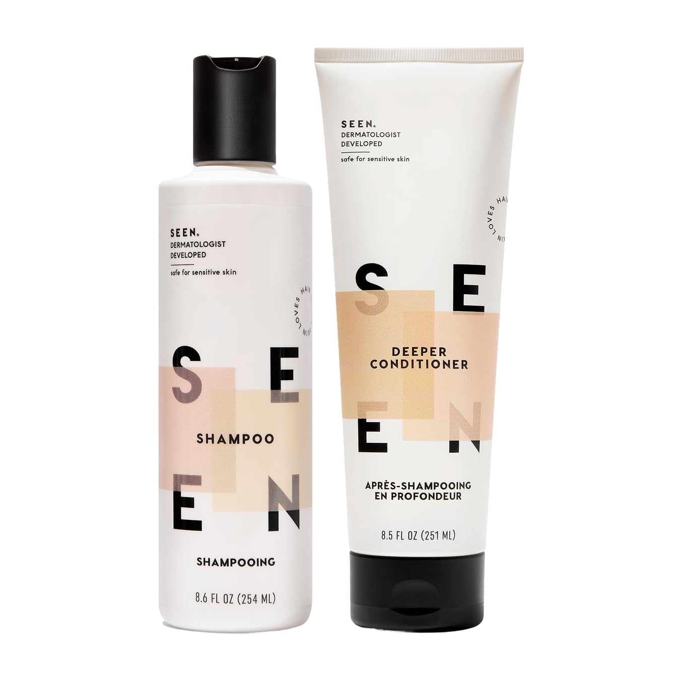 SEEN Shampoo & Deeper Conditioner Bundle, Dermatologist-Developed Hair Care Set