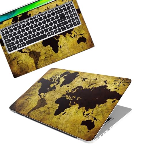 Image of Galaxsia World Map Grunge Full Body Vinyl Laptop Skin /Sticker /Cover Upto 15.6 Inches Laptops Laminated-Removable-HD Quality Compatible for Hp-Dell-Sony-Lenovo-Asus etc.(15x10 Inches)