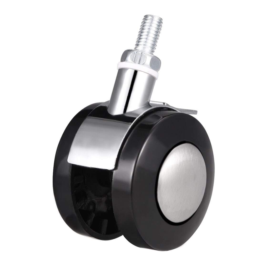 Lot de 8 roulettes pivotantes de 5 cm (2 Pouces) à Double Roue avec Frein, Tige filetée M8 x 15 mm, capacité de Charge 20 kg (44 LB).