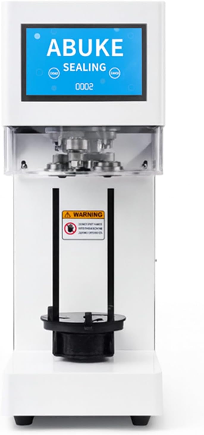 Touchscreen Can Sealing Machine | Auto Height Detection | 55mm Can Compatibility | No Pad Needed (White)