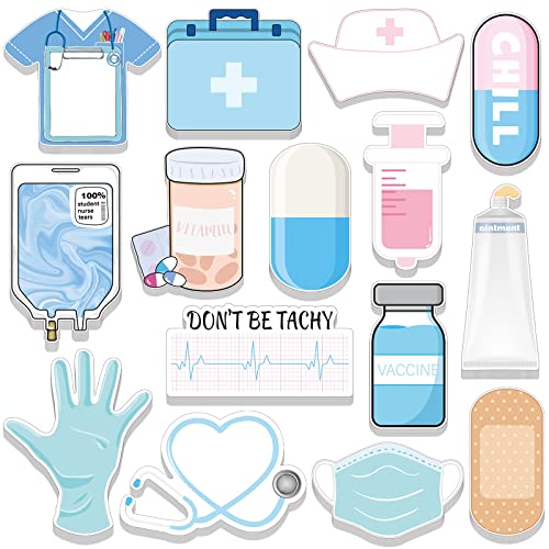 Mini Funny Nurse Sticky Notes CNA Gifts Nursing Essentials Medical Themed Mini Notes Assorted Pads Self Stick Cute Memo for Gifts Hospital(15 Pads)
