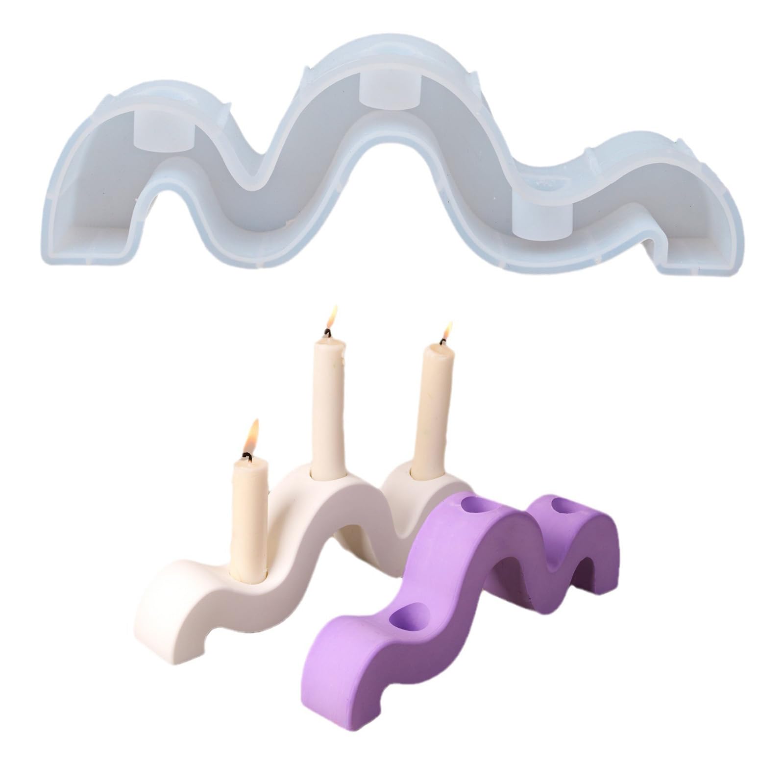 Buxuaaaa Geometric Curved Silicones Mold for Crafting Unique Holders Irregular Candlestick Casting Expoy Resins Geometric Curved Holders Mold