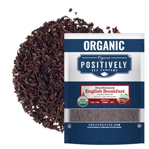 Image of Organic Positively Tea Company, Decaf English Breakfast Black Tea, Loose Leaf, 16 Ounce