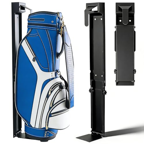LZALMMS Adjustable Wall Mount Golf Bag Holder Tool-Free Length 33.5-42.5 Heavy Duty Alloy Steel Golf Rack Storage for Garage Holds Up to 55 lbs