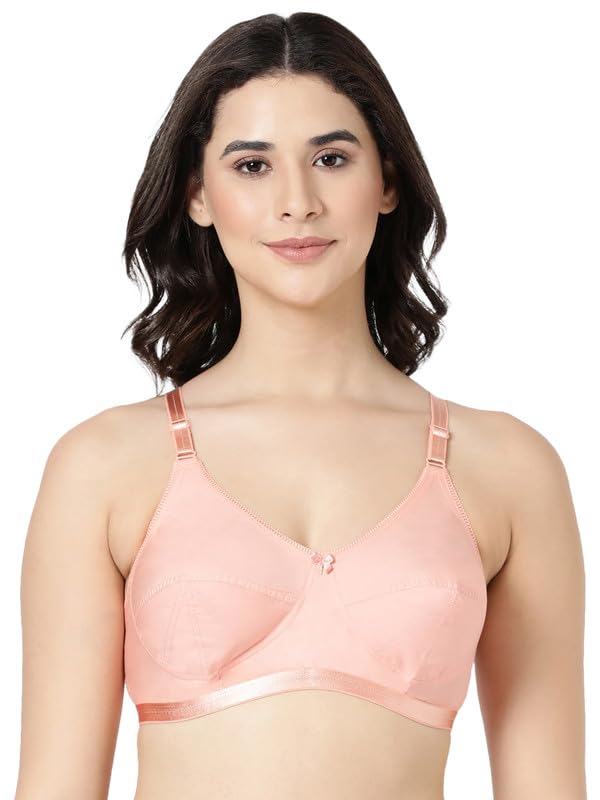 Image of BLOSSOM Women's Single Layered Full Coverage Non Wired Non Padded 100% Woven Cotton Everyday Bra Plus Size Bra