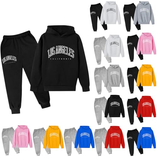 Niños Casual Letra Impreso Manga Larga Sudadera Sudadera Sudadera Chándal Jogger Pantalones de Chándal Unisex 2 Piezas Conjunto de Sudaderas de Manga Larga Niñas