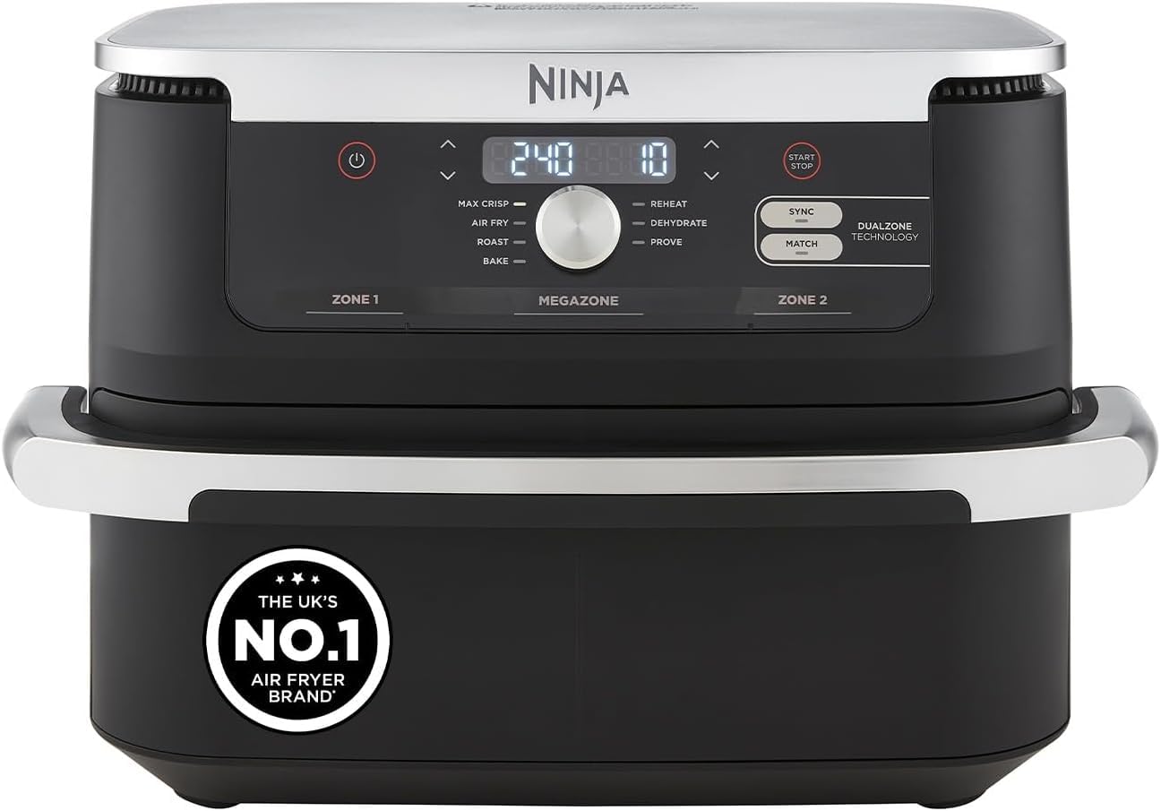 Ninja Foodi FlexDrawer Doppelzone Luftfritteuse mit herausnehmbarer Trennwand, 10,4 l große Schublade, 7-in-1 Ölfreie Luftfritteuse für Frittieren, Braten, Backen mit maximaler Knusprigkeit