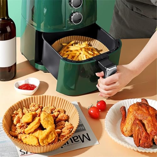 Image of RJ Shop 8 Inch Air Fryer Liners Disposable - 100 PCS Square Parchment Paper for 5-8 QT Air Fryer (Round)