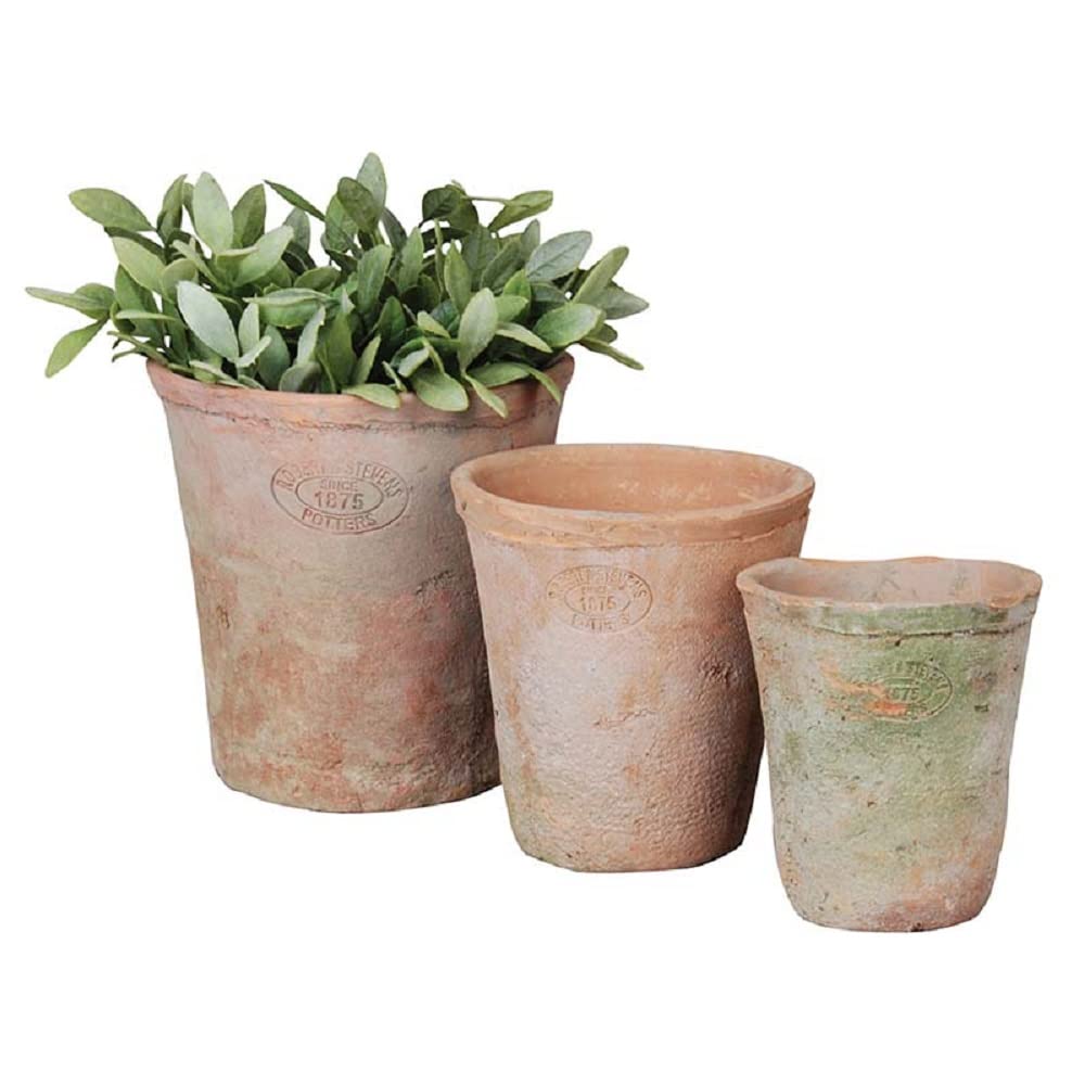 Esschert Design AT01 16 x 16 x 17cm Aged Terracotta Round Pots (Set of 3)